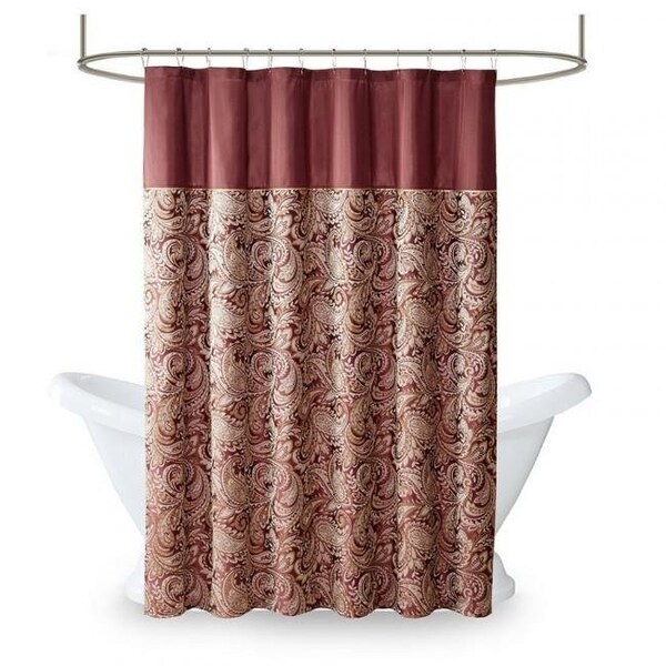Madison Park Madison Park MP70-3034 Aubrey Polyester Jacquard Shower Curtain; Burgundy - 72 x 72 in. MP70-3034 - main